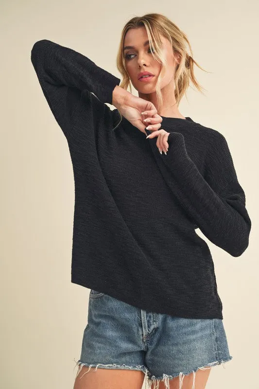 Aemi   Co Round Neck Drop Shoulder Knit Top