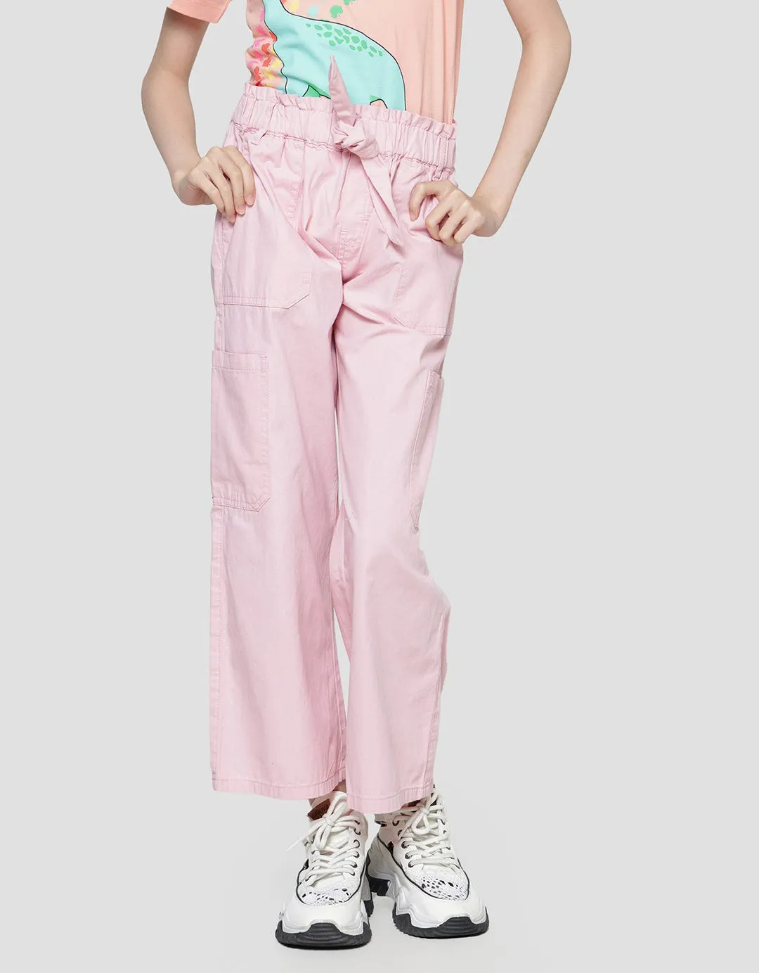 Aero Woven Wideleg Pinggang Pita Celana Panjang Anak Perempuan