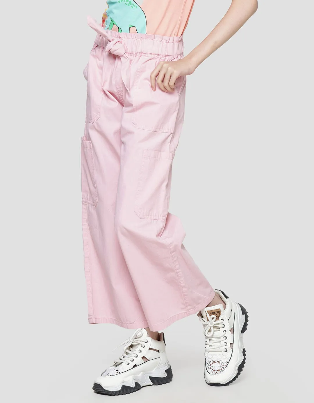 Aero Woven Wideleg Pinggang Pita Celana Panjang Anak Perempuan