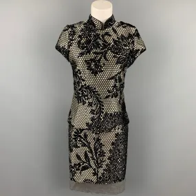A.F. VANDERVORST Size 6 Black & Silver Jacquard Acetate Blend Skirt Set