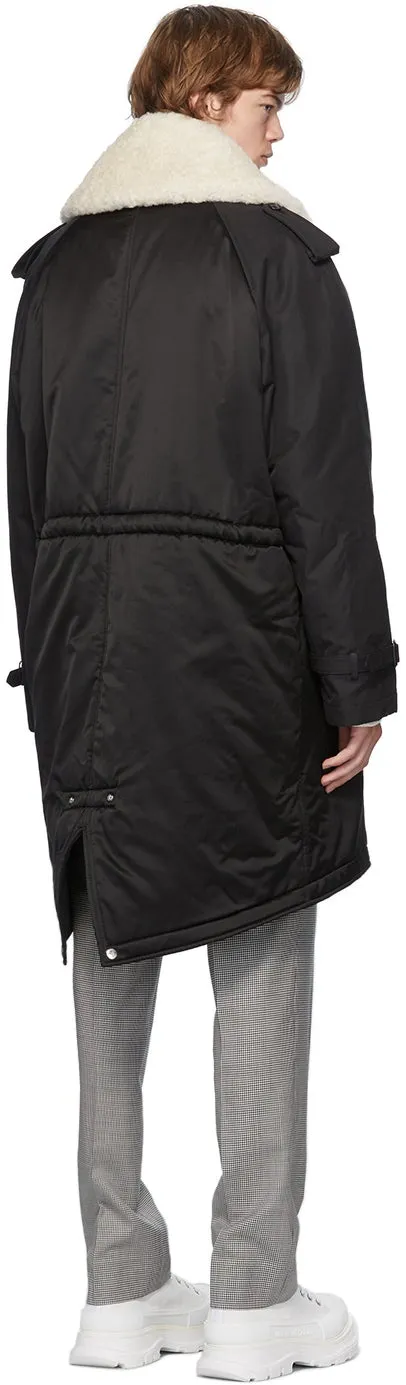 Alexander McQueen Black Shearling Trim Parka