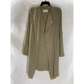 BABATON Women's Beige Open-Front Flowy Modern Belted Trench Coat SZ XXS