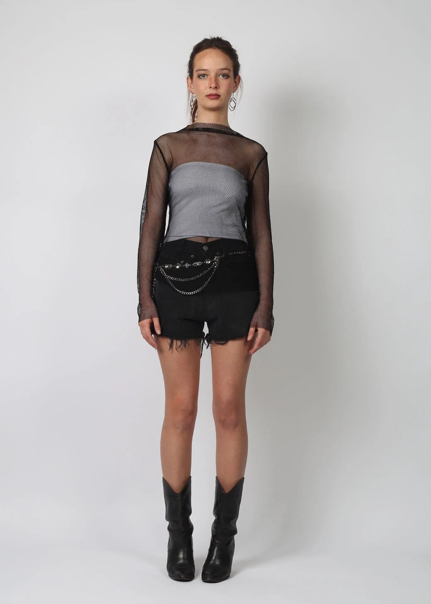 Black Fishnet Stretchy Layering Top
