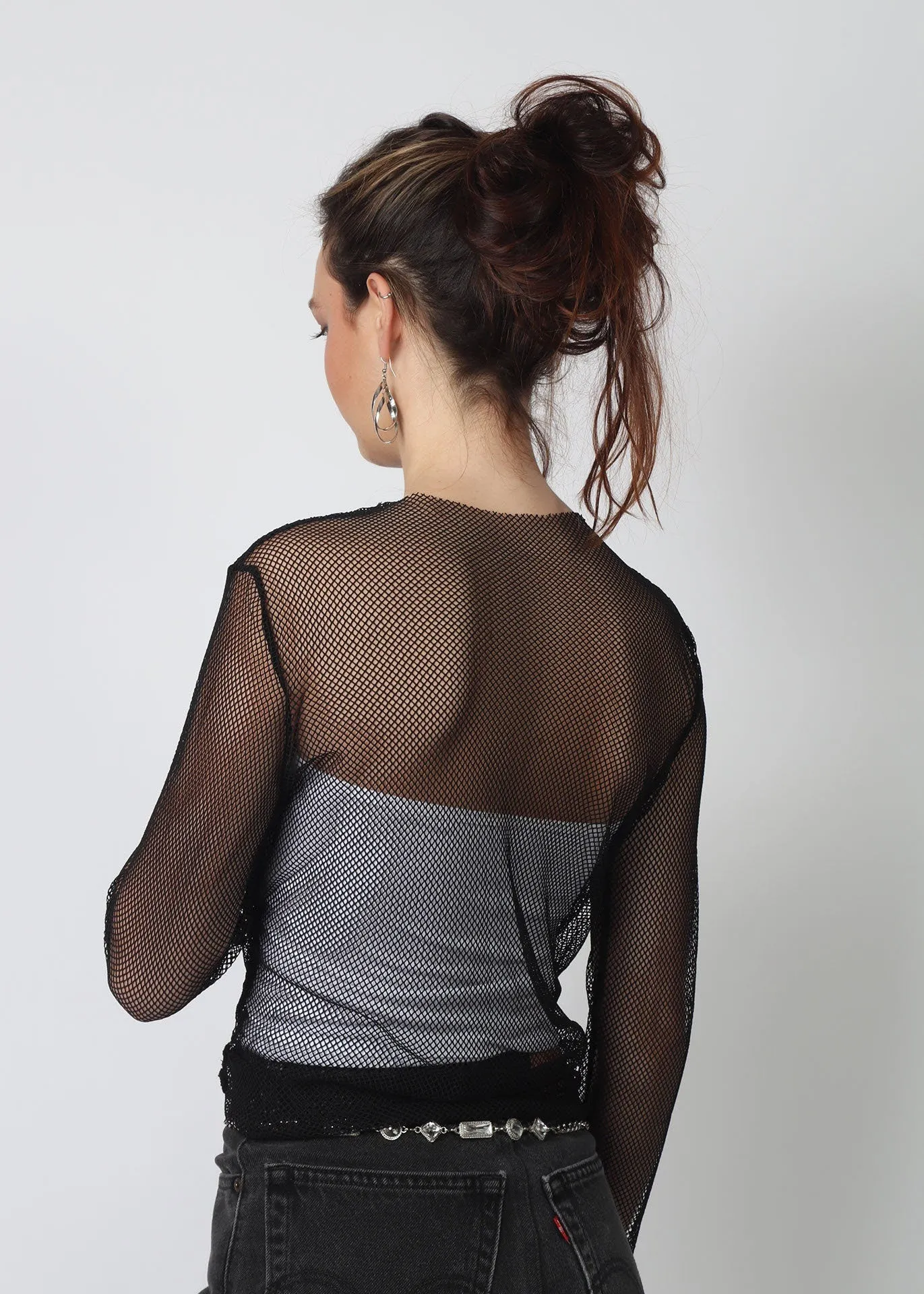 Black Fishnet Stretchy Layering Top