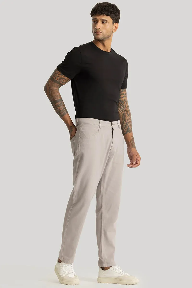 Camille Beige Plain Relaxed Fit Chinos