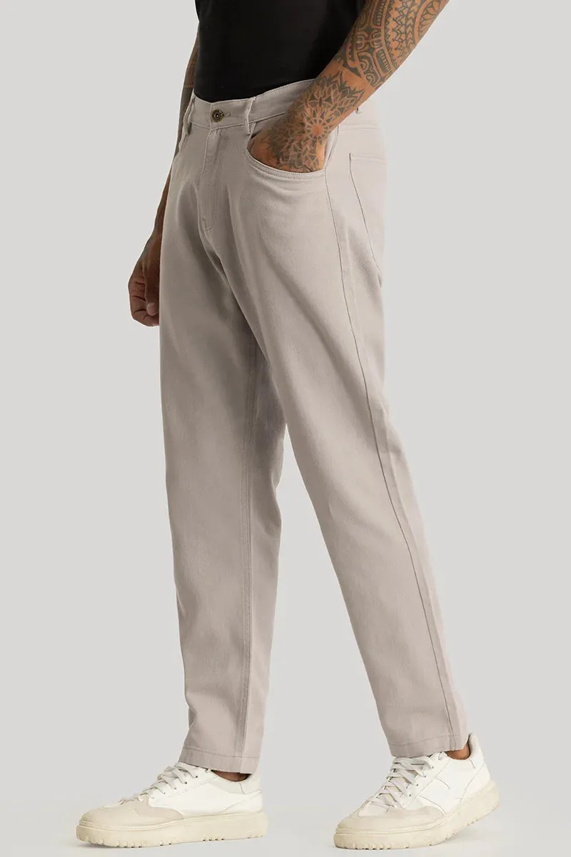 Camille Beige Plain Relaxed Fit Chinos