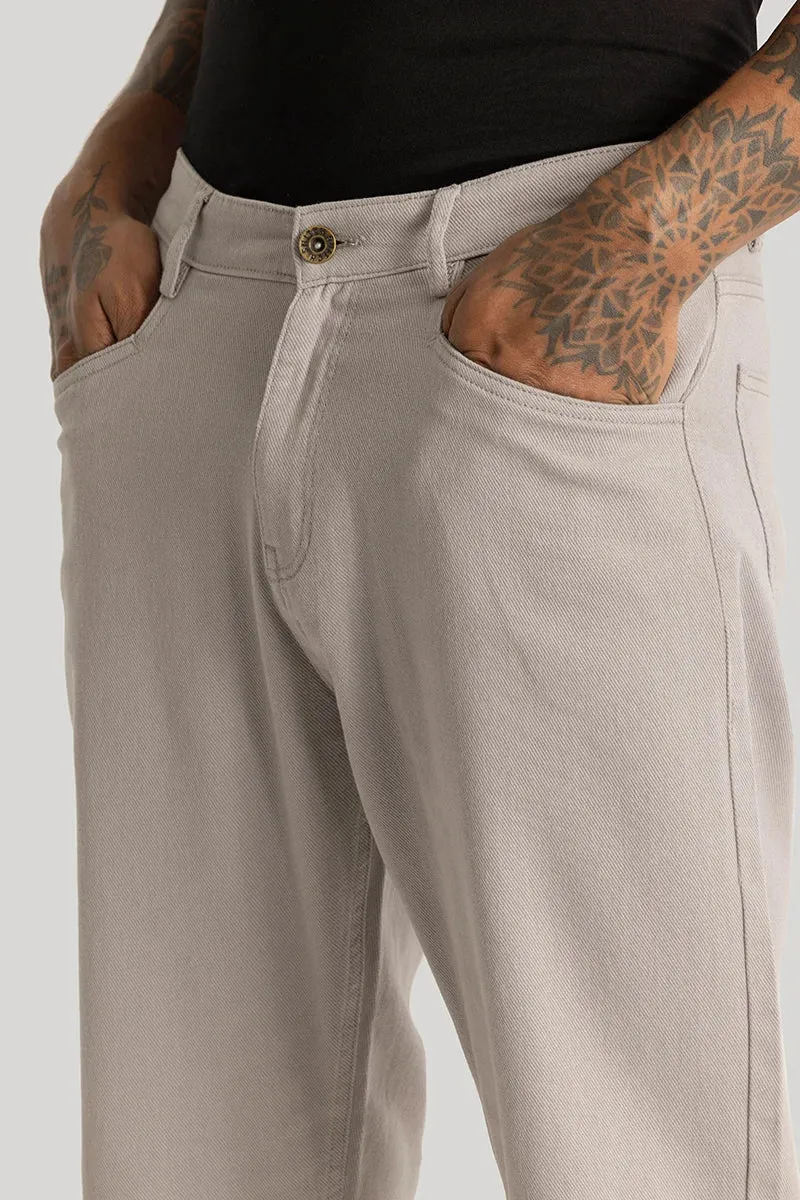 Camille Beige Plain Relaxed Fit Chinos