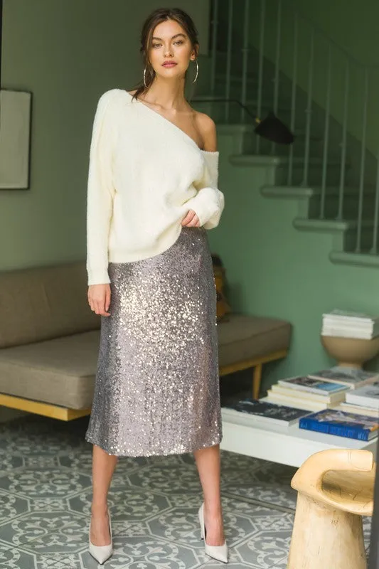 Classy Sequin Midi Skirt
