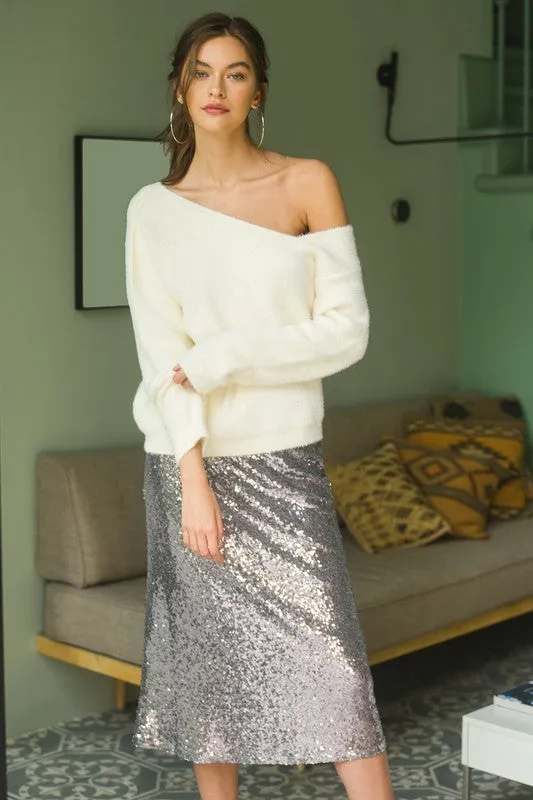 Classy Sequin Midi Skirt