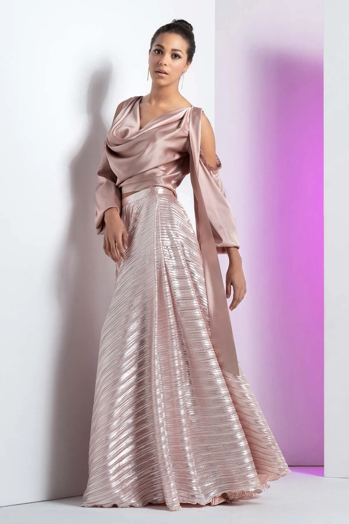 Cowl Neck Top & Skirt Set