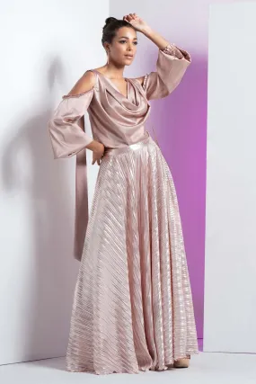 Cowl Neck Top & Skirt Set