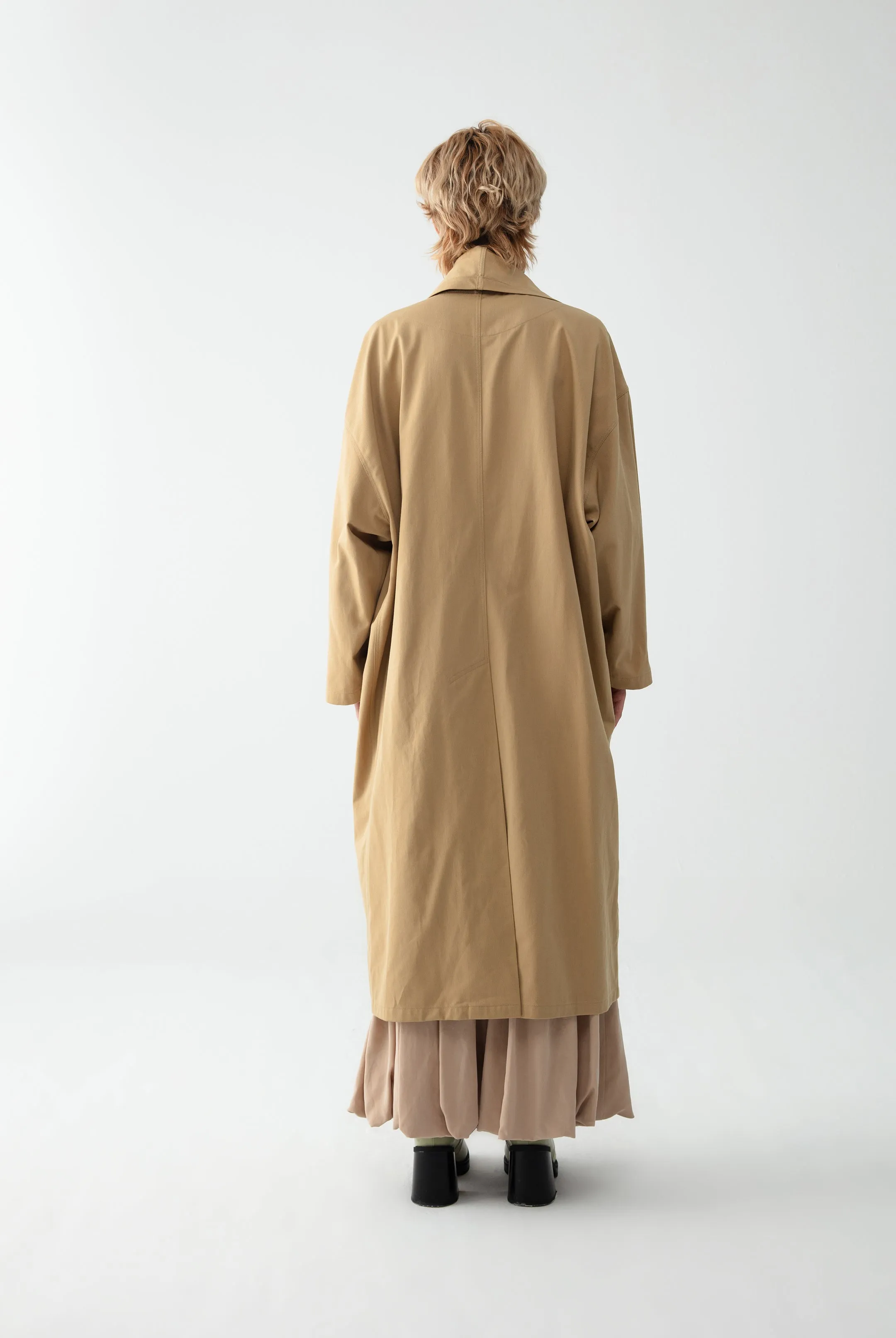 Cream Shawl Collar Trench Coat