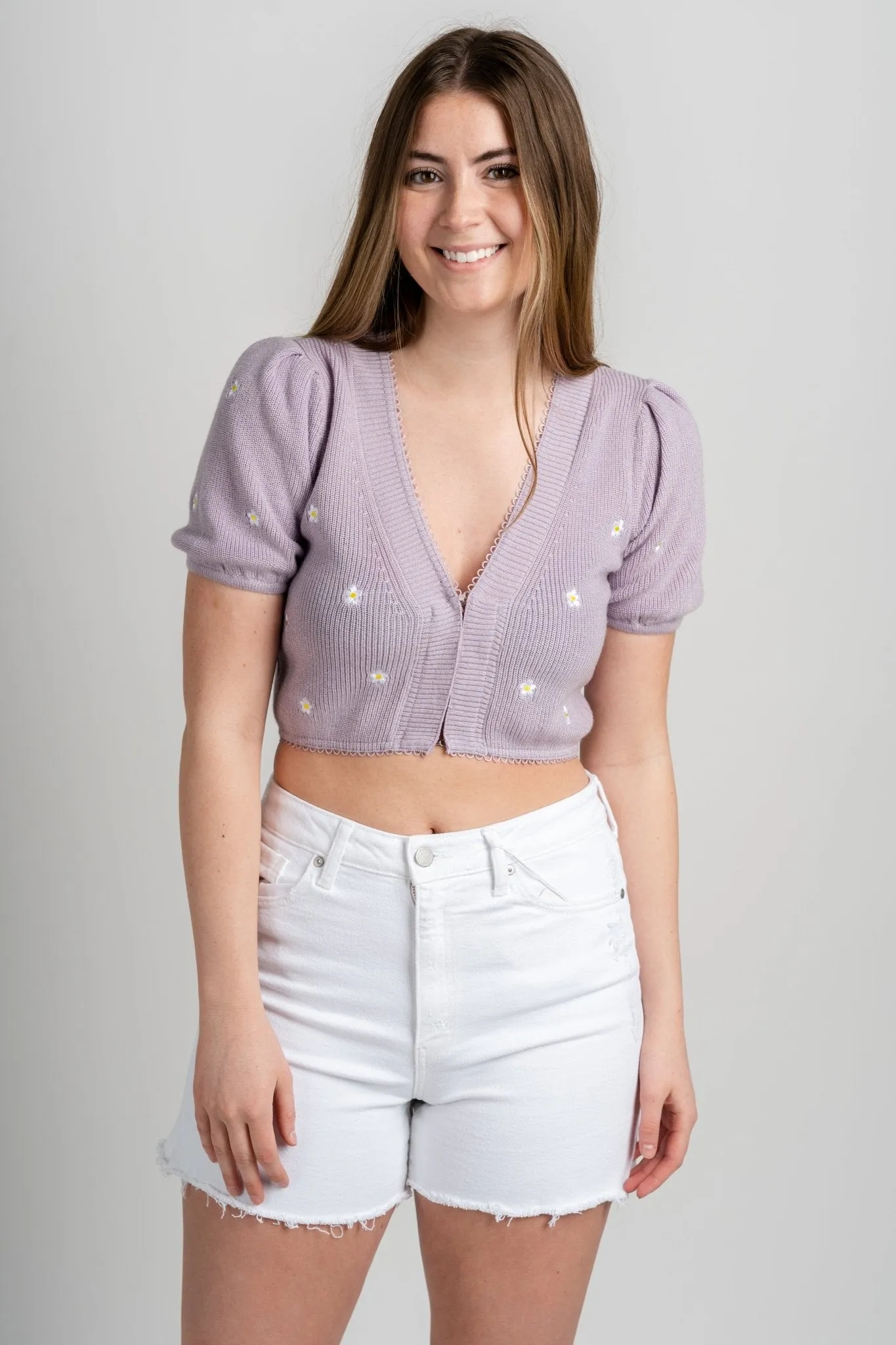 Daisy crop sweater lilac daisy
