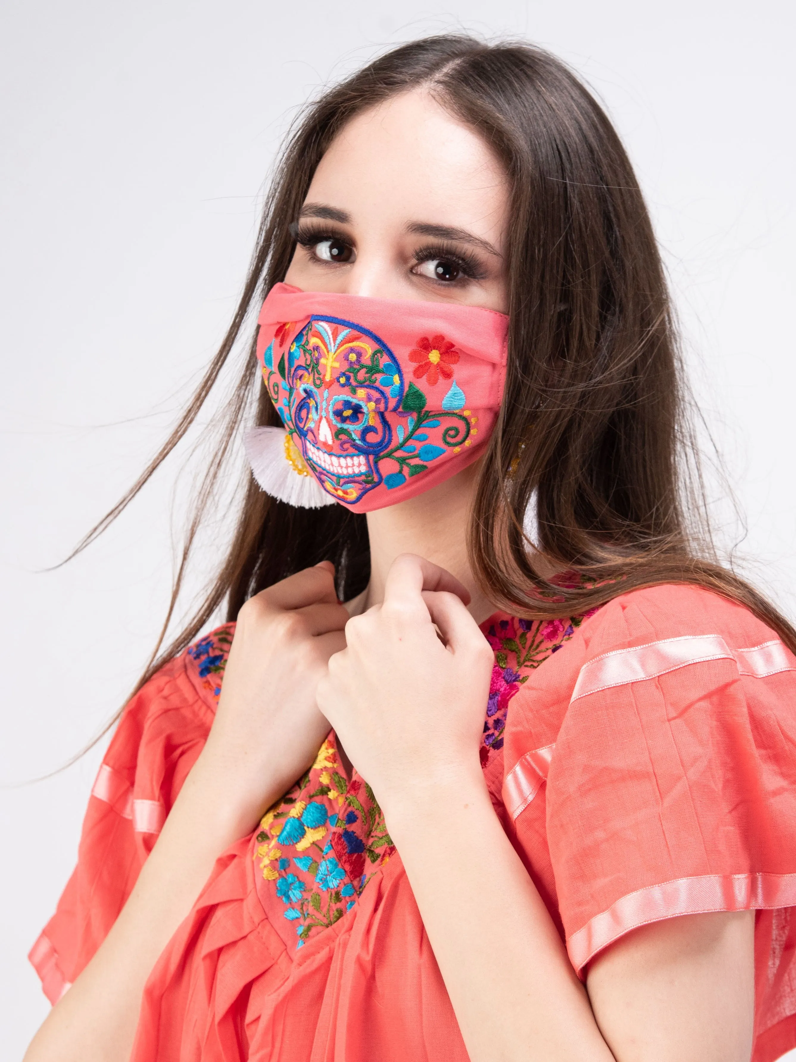 Floral Sugar Skull Face Mask