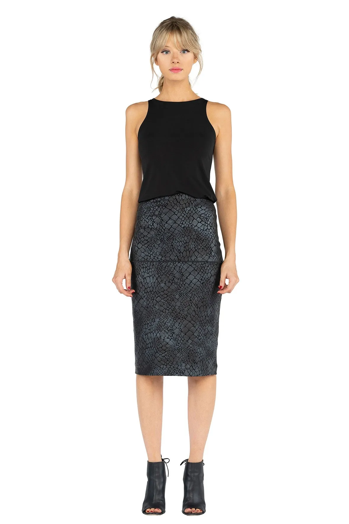 High Waist Slit Back Lined Pencil Skirt
