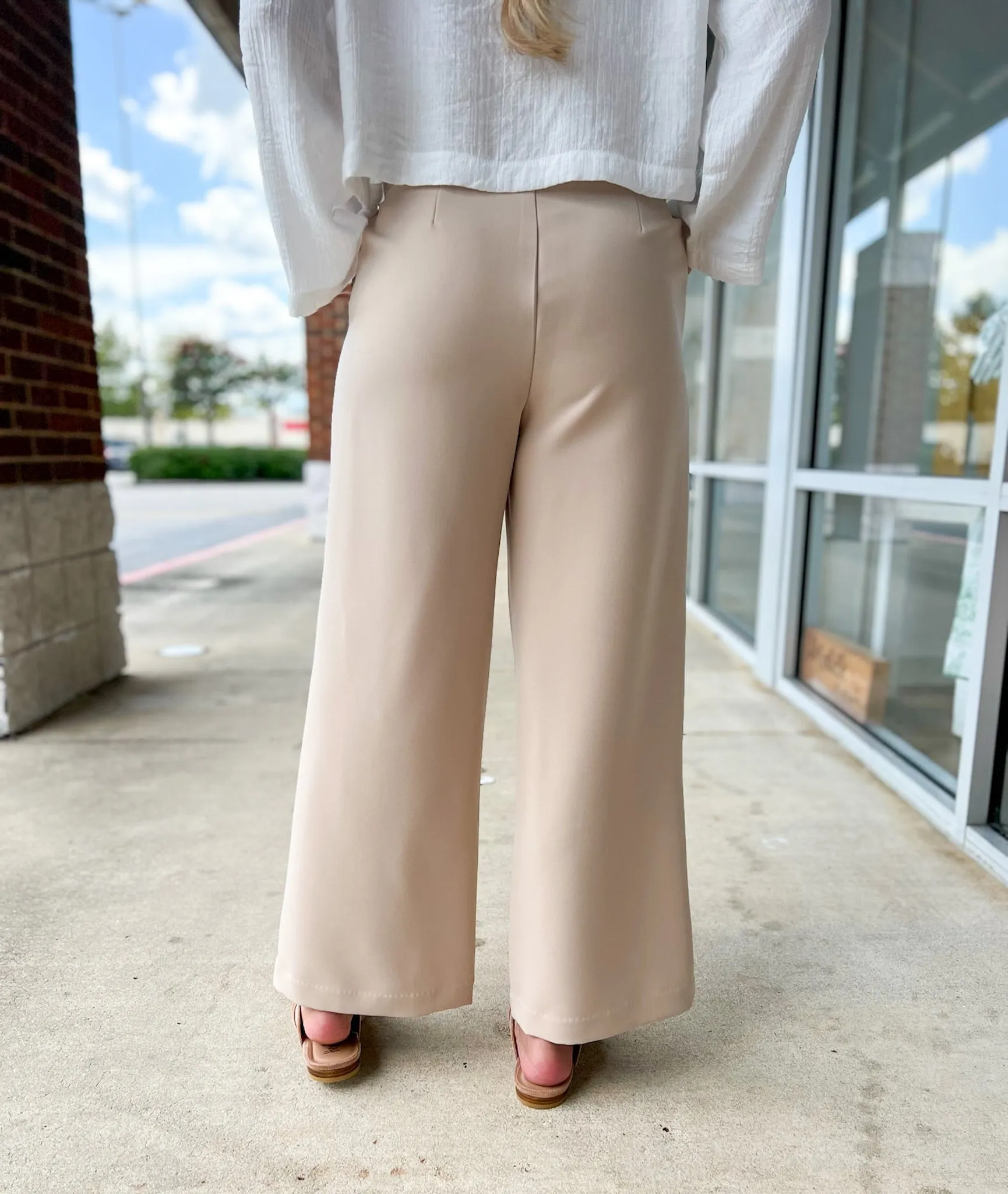 I Mean Business Taupe Wide Leg Trousers with Pockets