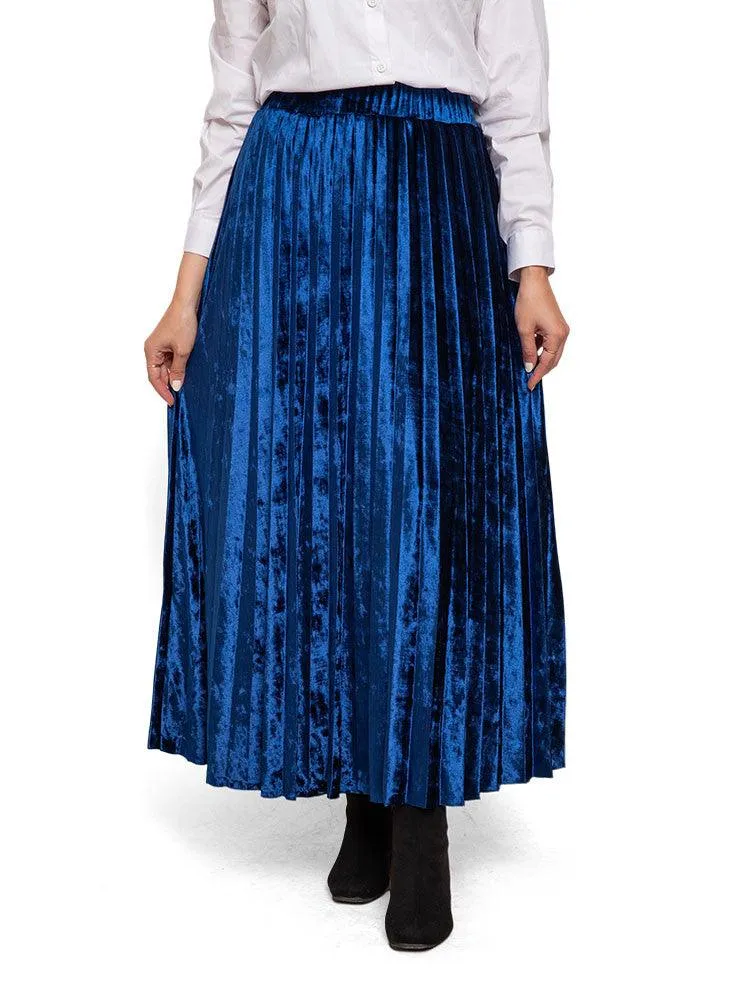 Indigo V-Pleated Skirt