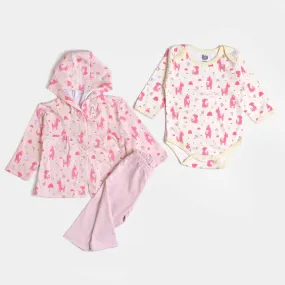 Infant Girls Cotton Set 3Pc - Light Pink