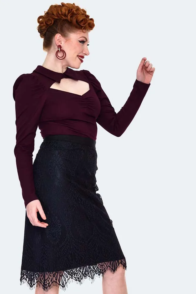 Lace Midi Pencil Skirt