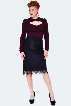 Lace Midi Pencil Skirt