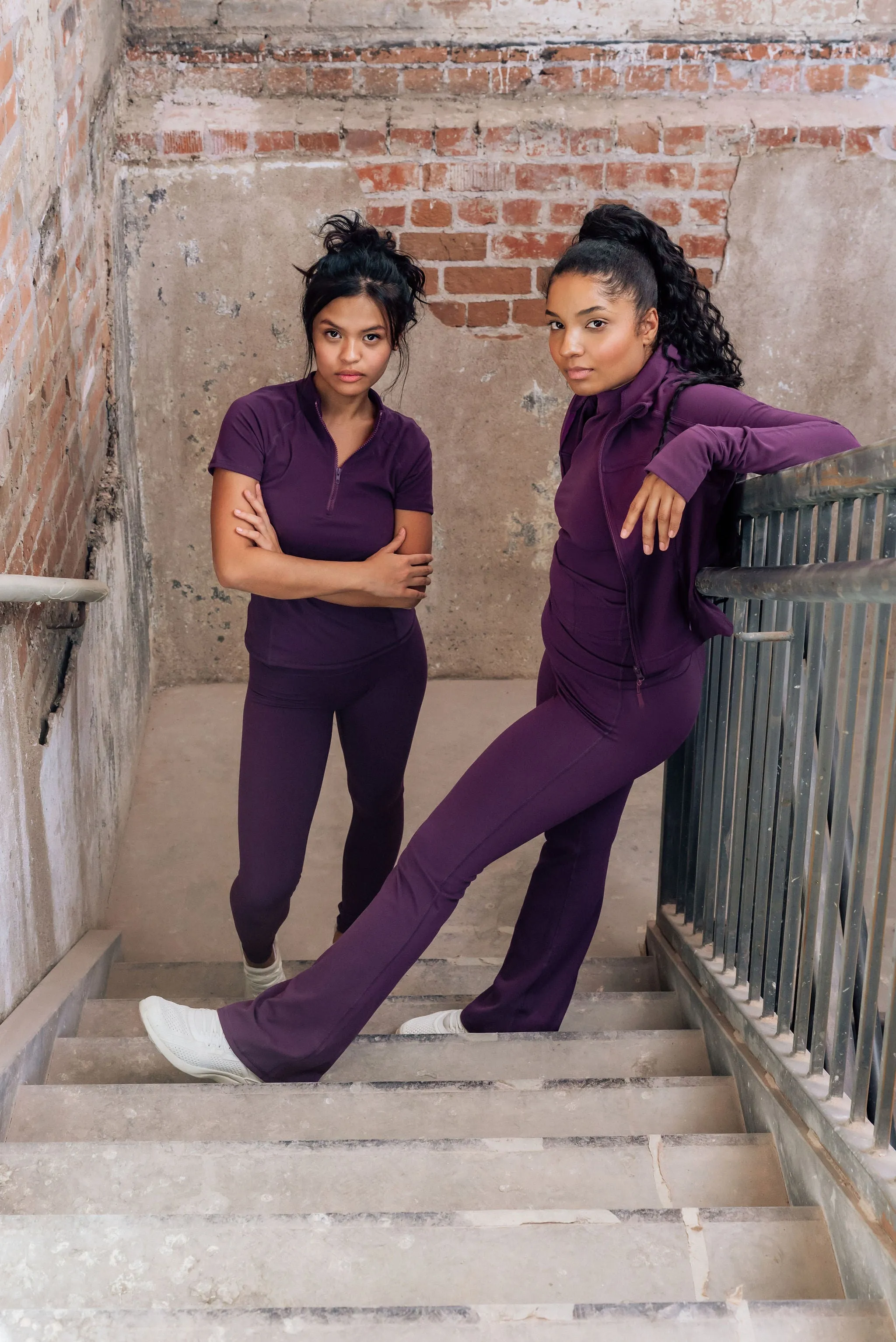 Lavada Fold Flared Leggings 31" - Blackberry Wine