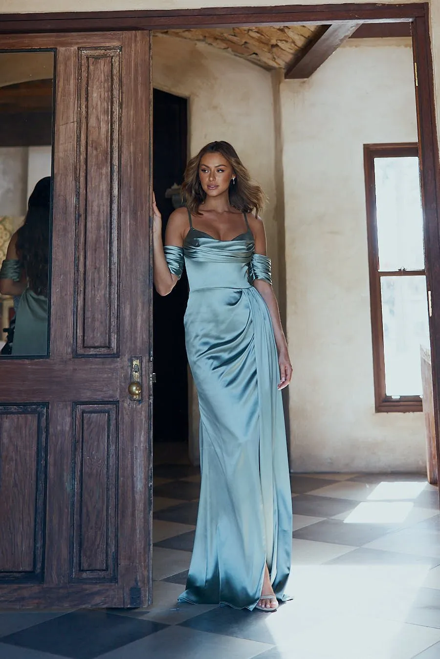 Leah Gathered Pleat Bridesmaid Dress – TO2323 Sage