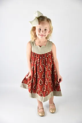 Maroon Sleeveless Dress with Pin Stripe Detail