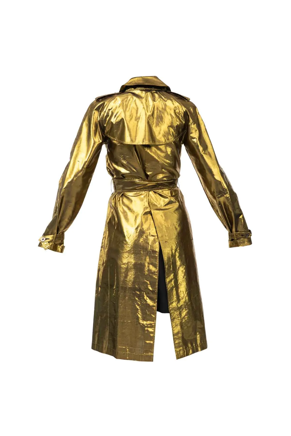Metallic Silk Trench - Gold