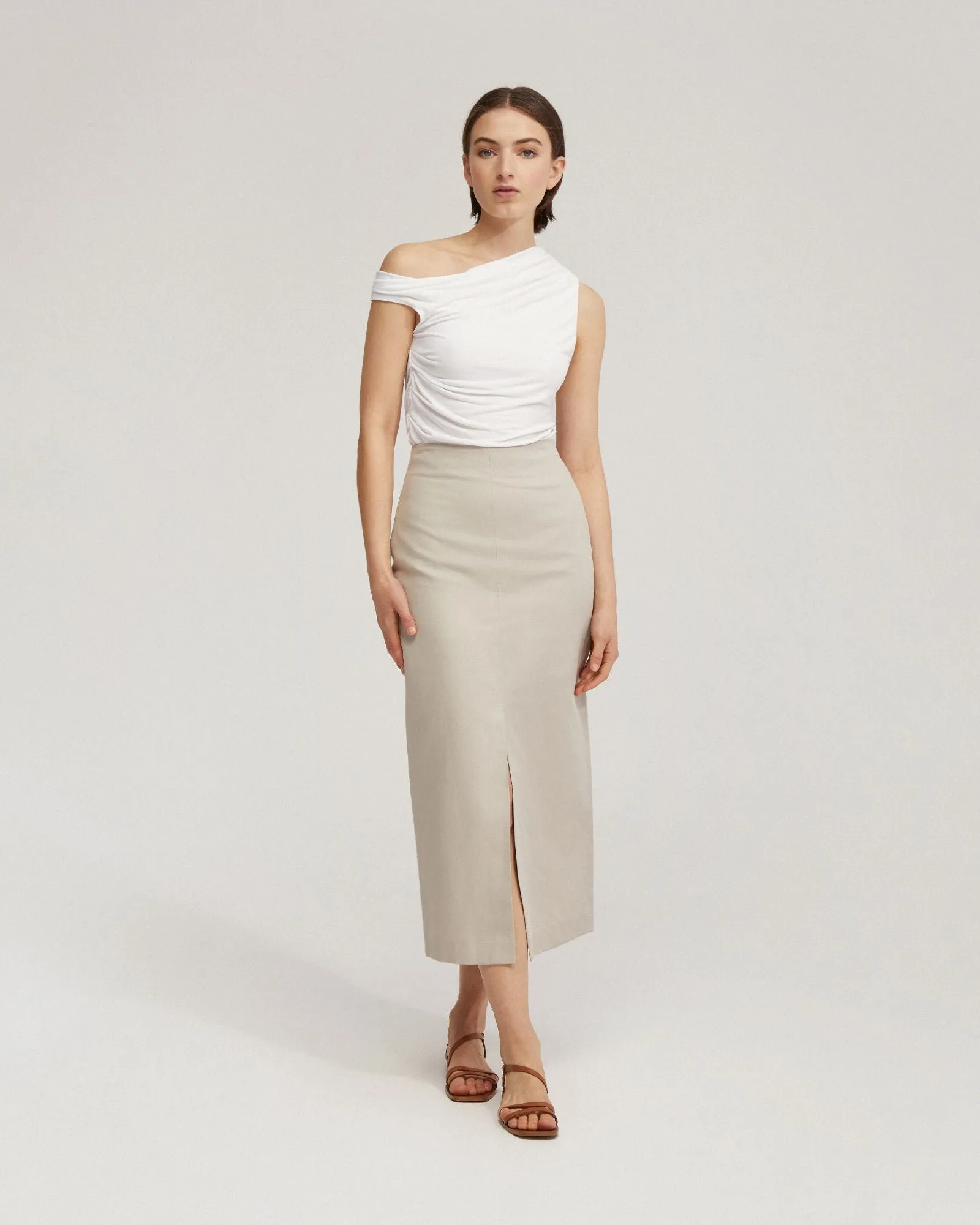 Mia Linen Blend Pencil Skirt