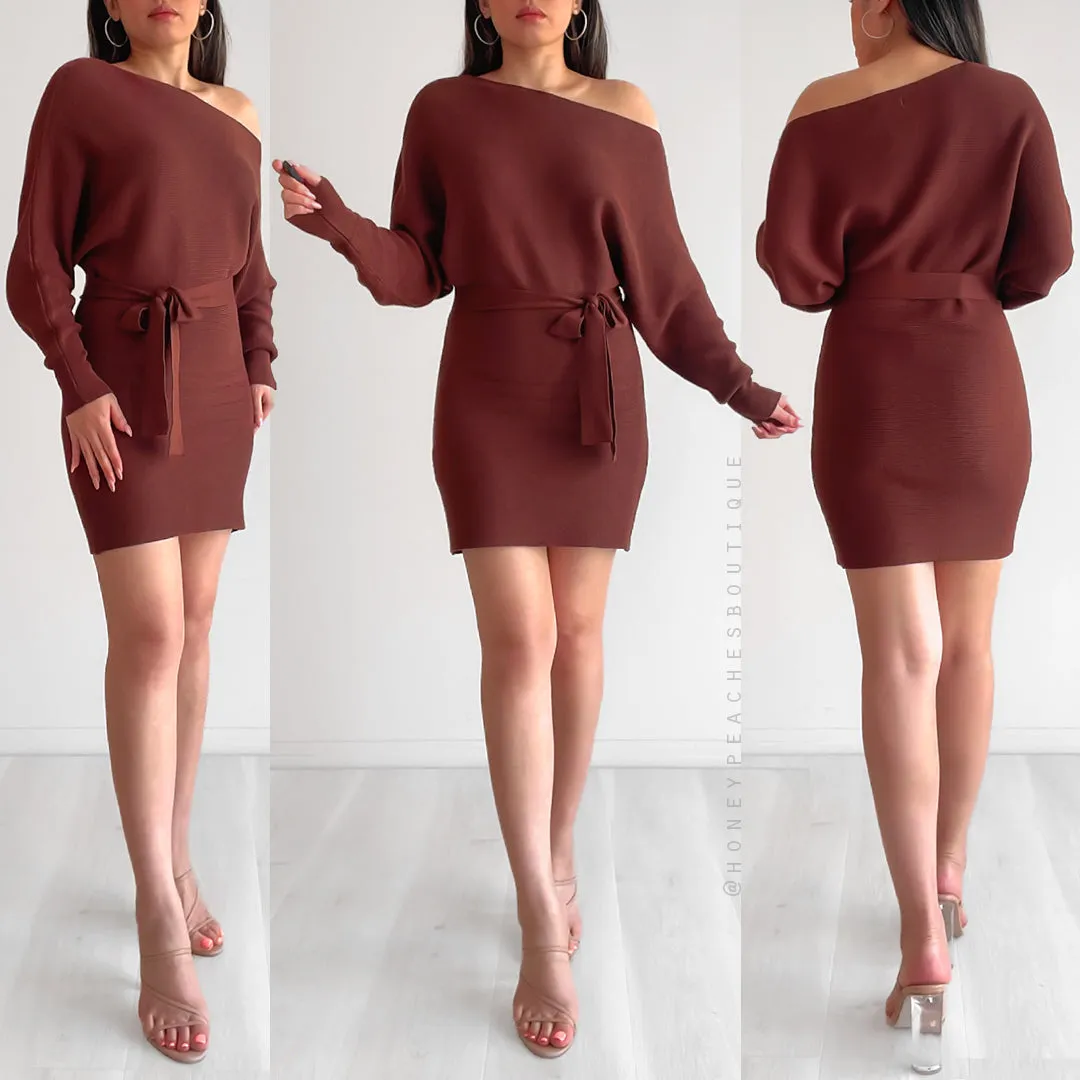 Millie Knit Mini Dress - Mocha