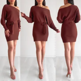Millie Knit Mini Dress - Mocha