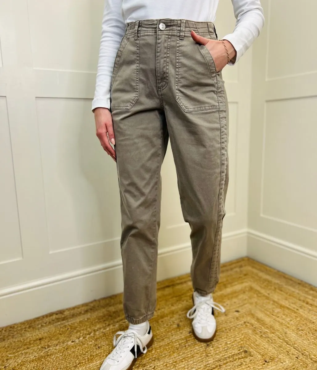 Mocha Slim Fit Casual Cuffed Trousers