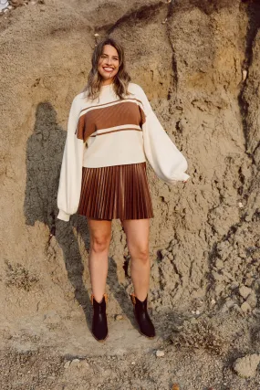 Natasha Pleated Faux Leather Skirt