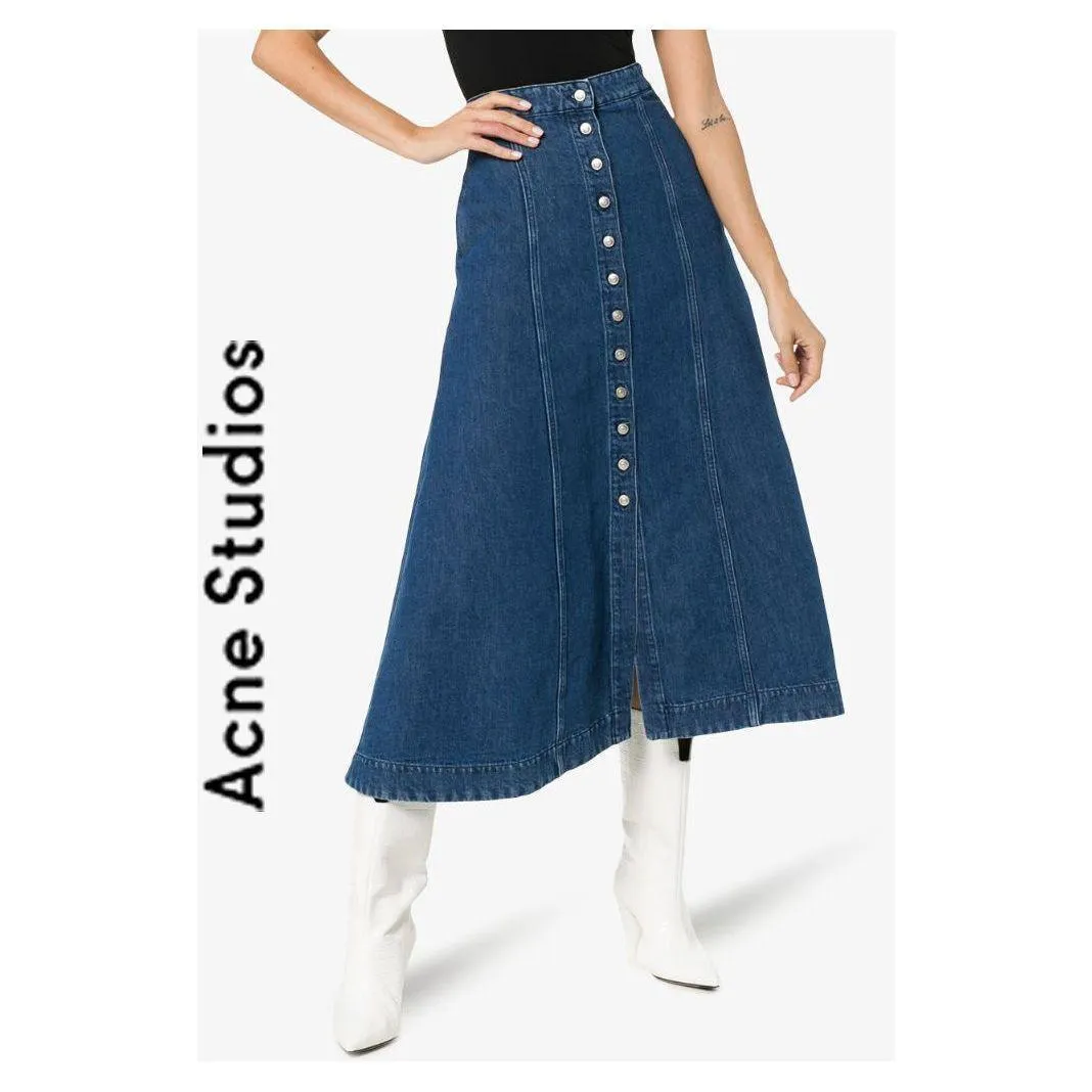NWT- Acne Studios Button Front Flared Midi Skirt - Size XS
