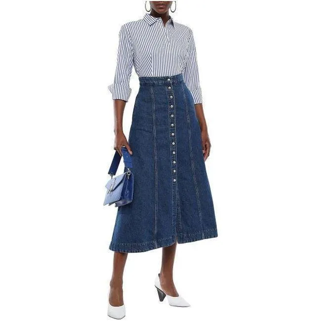 NWT- Acne Studios Button Front Flared Midi Skirt - Size XS