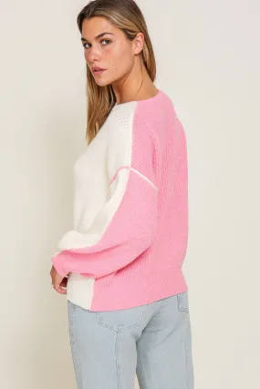 Pink Dreams Color Block Sweater