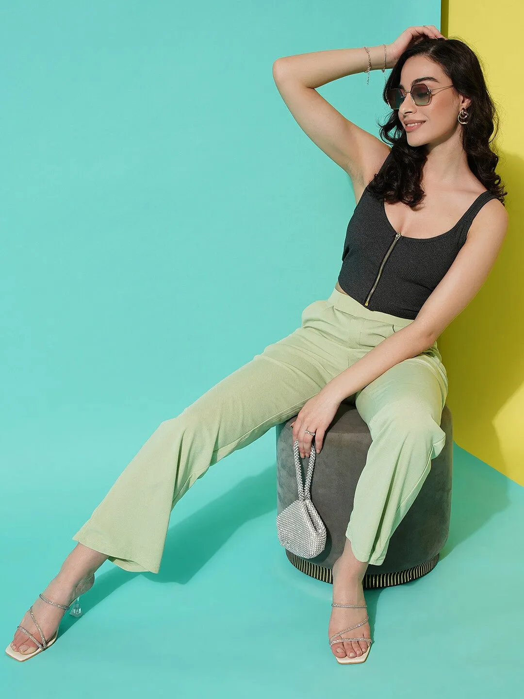 Pista Mid-Rise Regular Fit Slip-On Trousers
