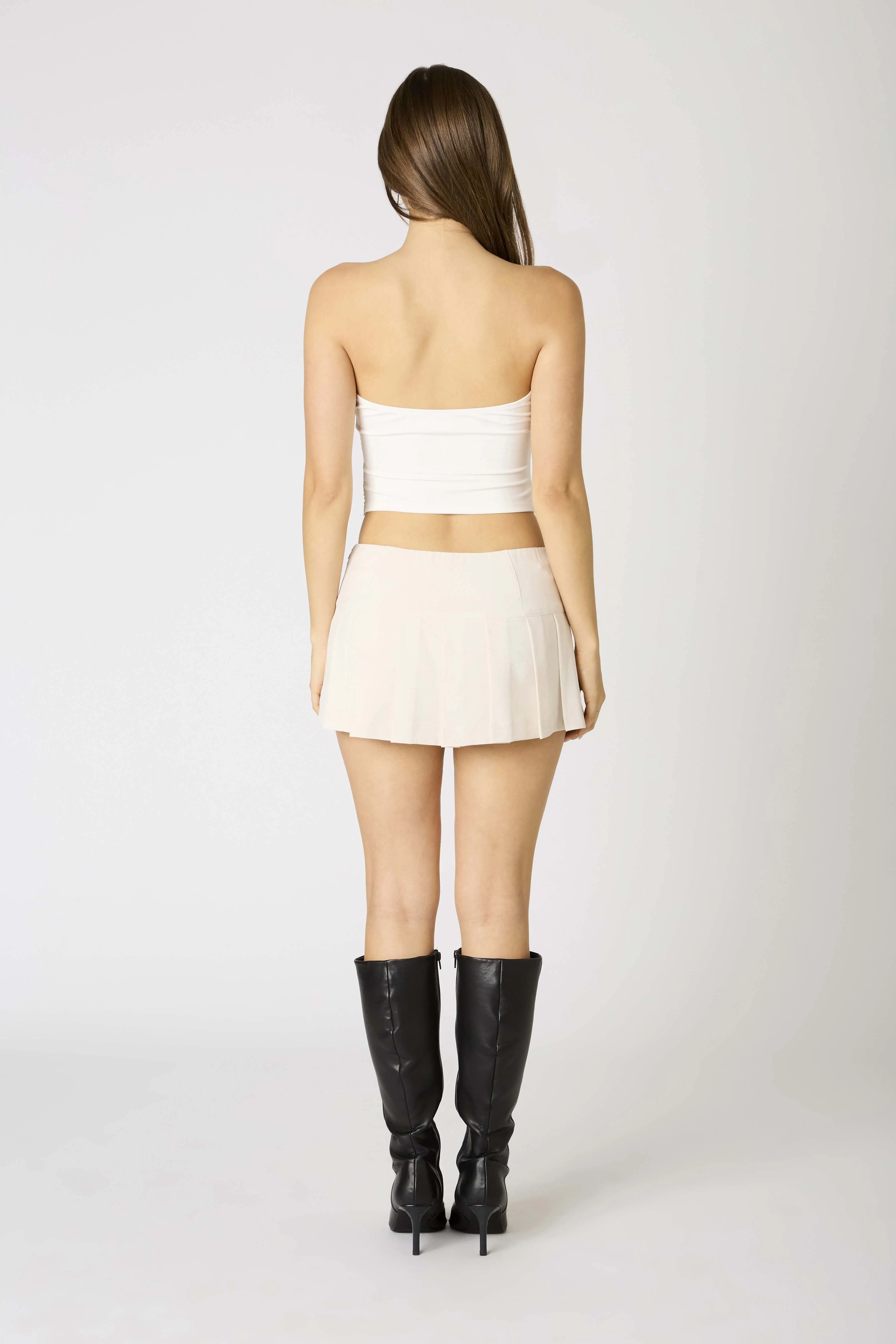 Pleated Wrap Mini Skirt