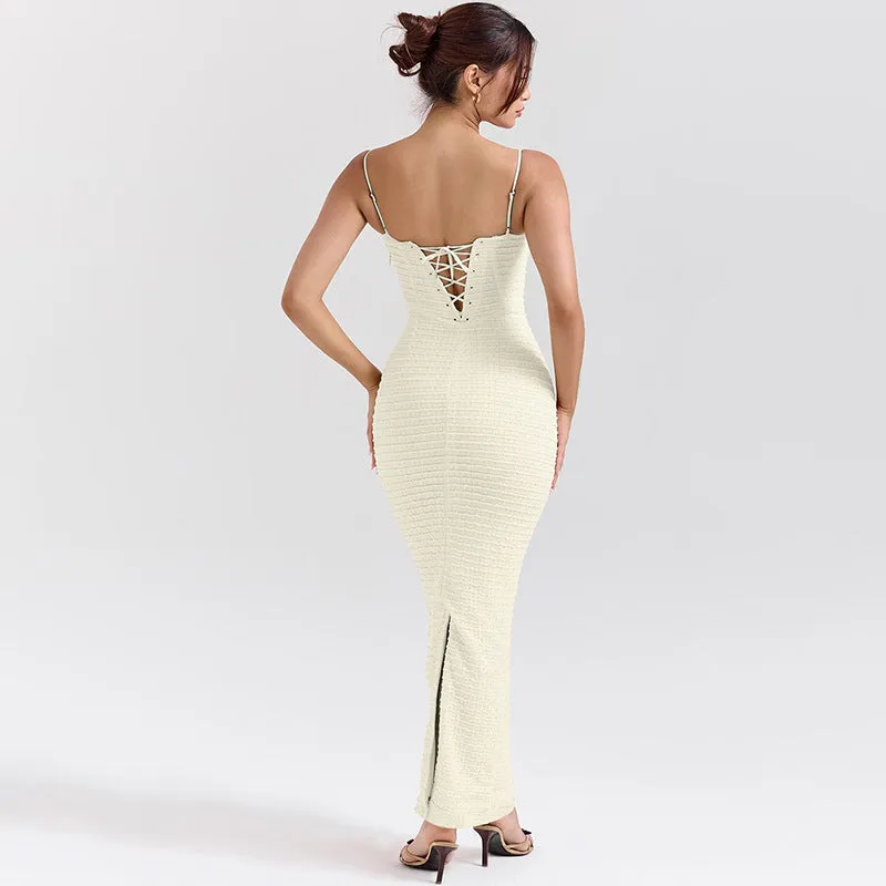 Ruby Spaghetti Strap Backless Lace-up Sexy Maxi Dress