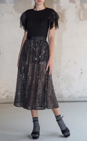 Sequin midi skirt