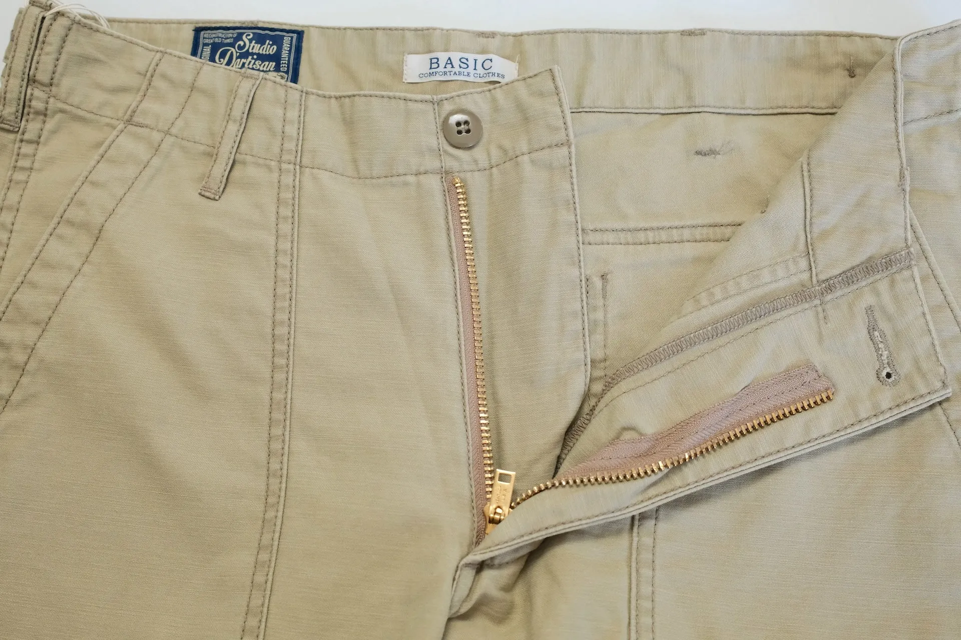 Studio D'Artisan 11oz Back Sateen Military Baker Pants (Beige)