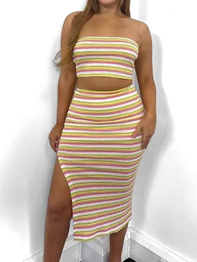 Summer Knit Tube Top & Skirt Set