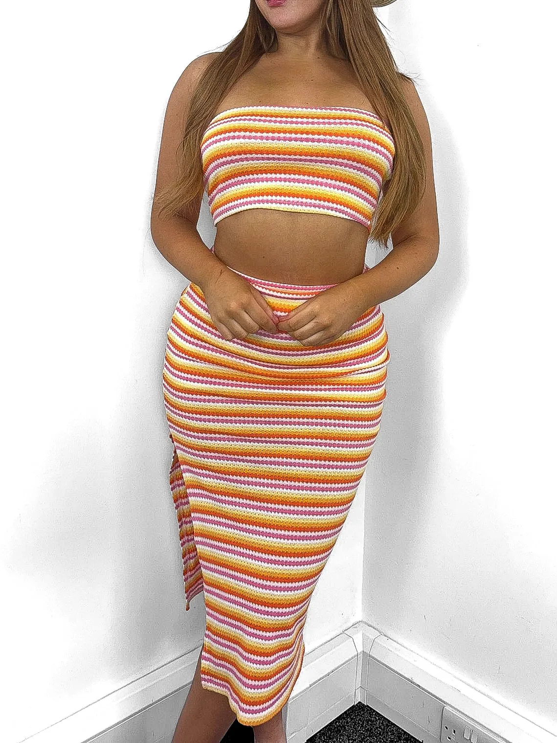 Summer Knit Tube Top & Skirt Set