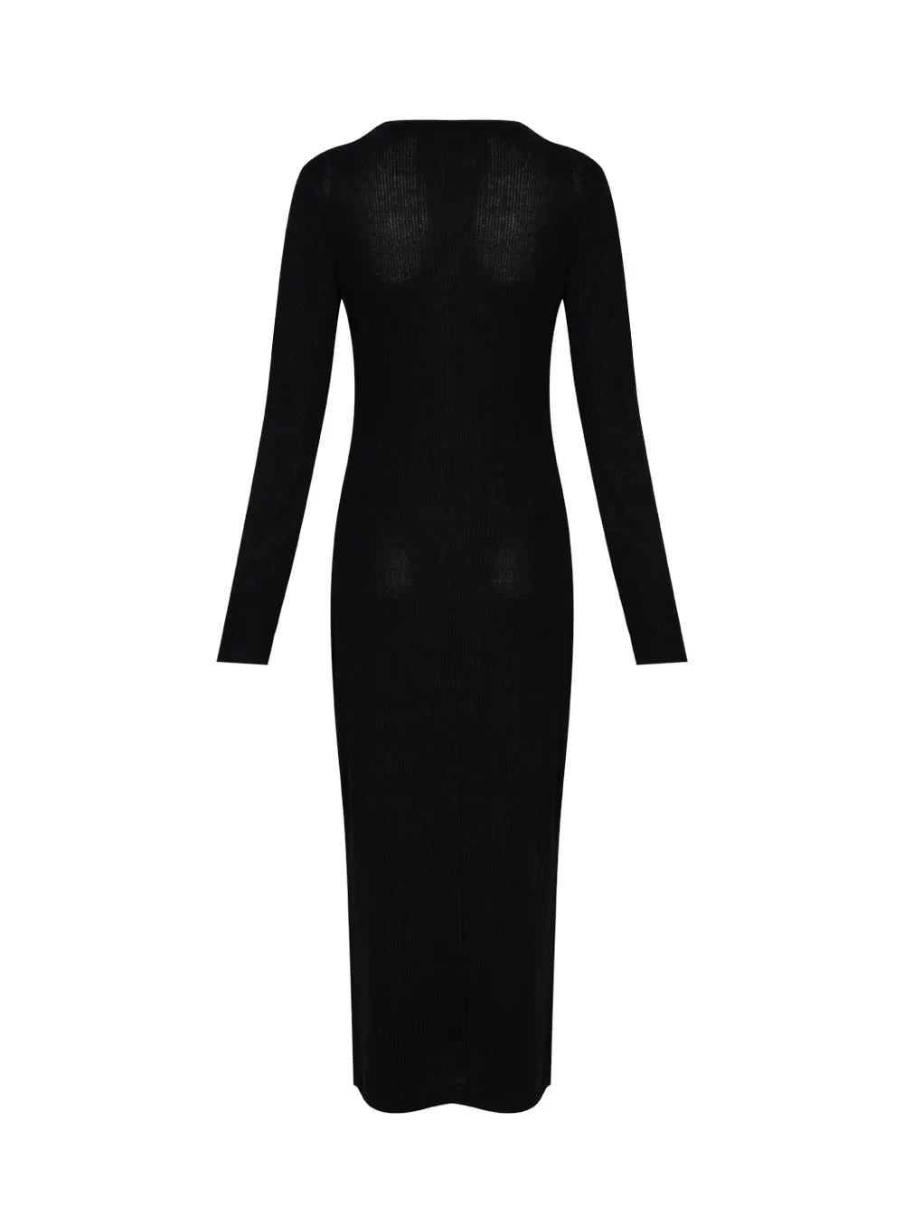 The Knit Rib Midi Dress (Black)
