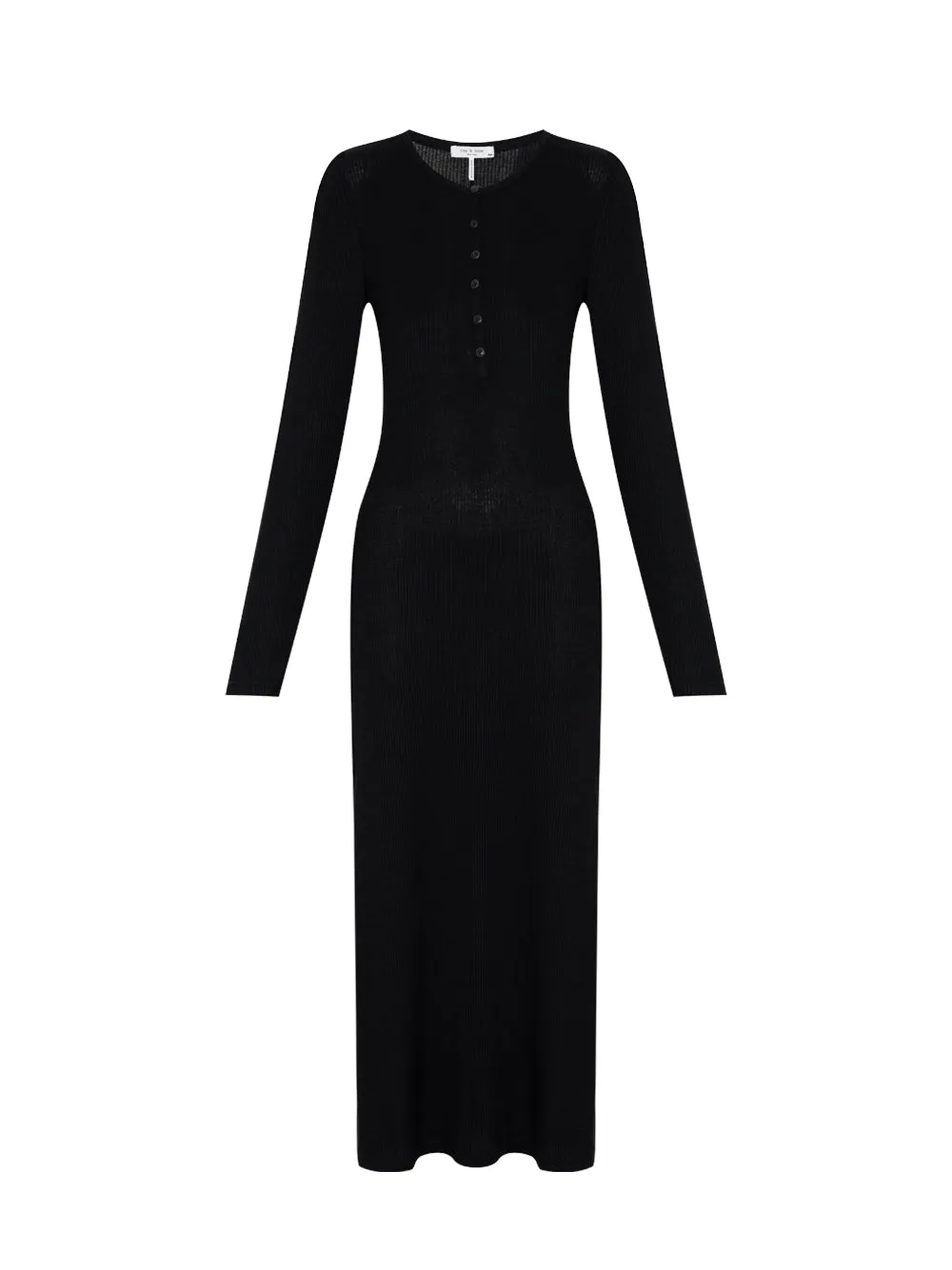 The Knit Rib Midi Dress (Black)