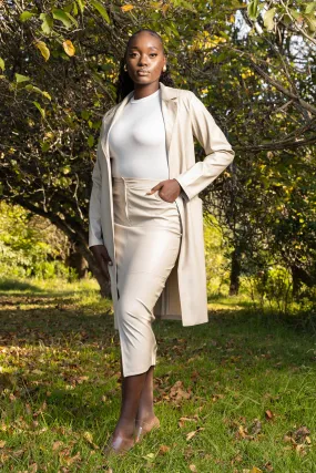 Tori Faux Leather Skirt - Ivory