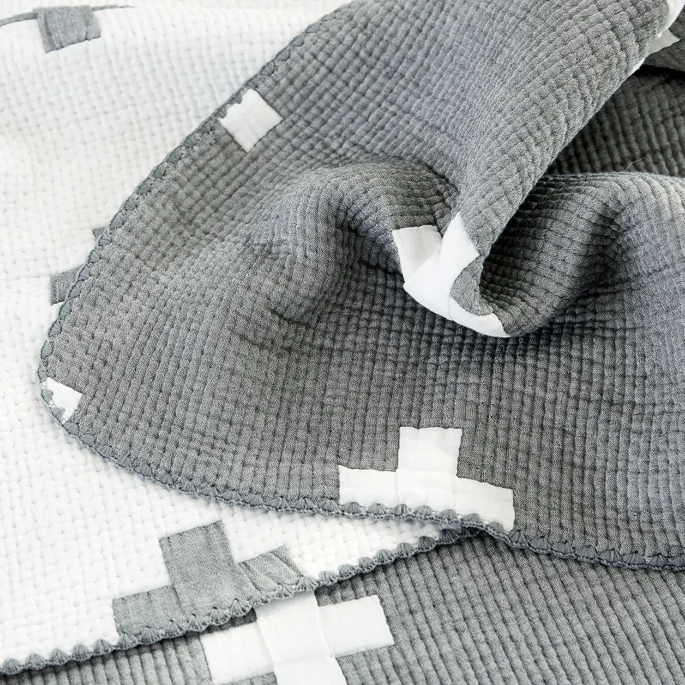 Triple Layer Modal Blanket in Grey & Cross