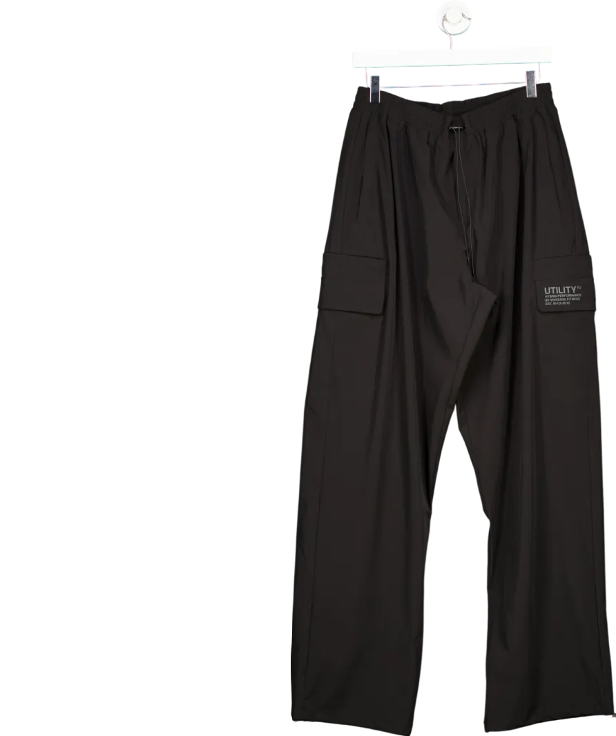 Vanquish Black Utility Wide Leg Cargo Pants UK L