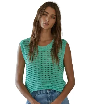 Wilson Crocheted Crop Sweater- Mint
