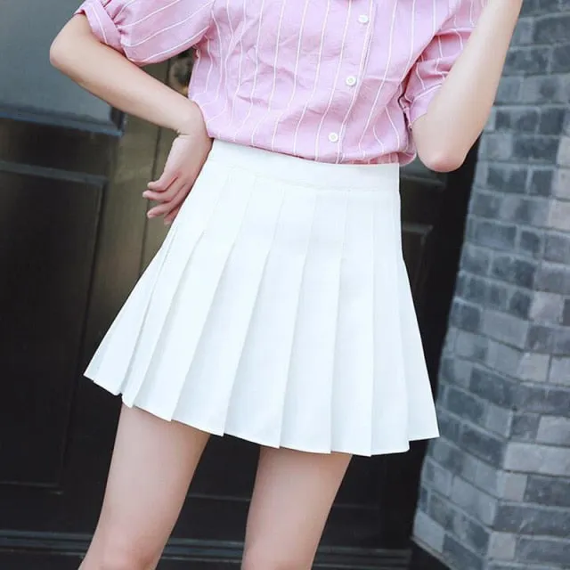 Women's Plaid Pleated High Waist Skirt
